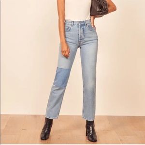 Reformation Cynthia Patch High Rise Straight Jeans Size 30